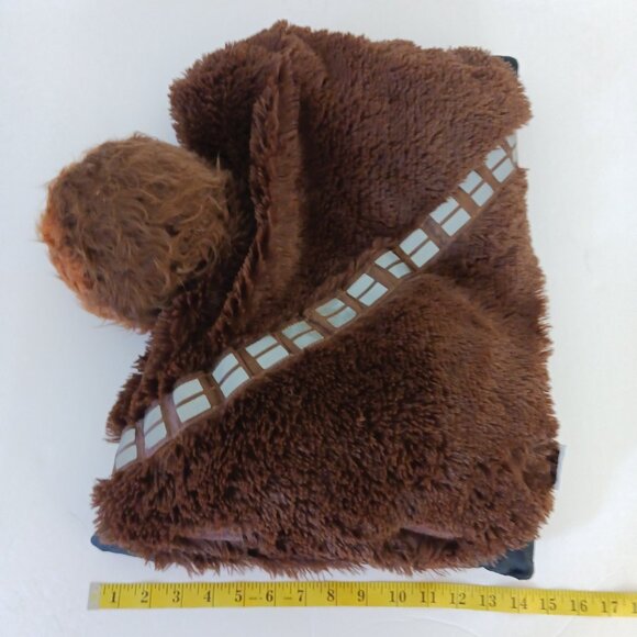 Star Wars Chewbacca Pillow Plush Long Shaggy Hair Blue Eyes Folds Up 20 Inch - Picture 10 of 10